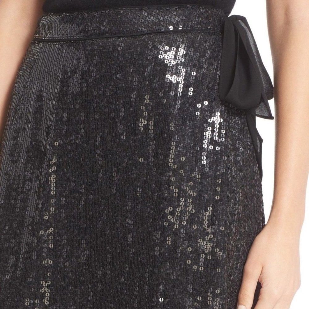 DVF New Sequin Silk Wrap Skirt Black 🎉HP🎉 - Picture 11 of 15